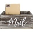 thumbnail image 6 of MyGift Rustic Torched Wood Tabletop Mail Holder, Brown Wood Desktop Letters, Bills, Notes and Postcard Bin for Home Office Dorm Room, 6 of 6