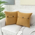 thumbnail image 2 of HWY 50 Mustard Yellow Decorative Throw Pillow Covers Set 18x18 inch, for Couch Sofa Bed, Solid Soft Cozy Chenille with Triple Button, Farmhouse Throw Pillows Cases Cushion Cover, Pack of 2, 2 of 6