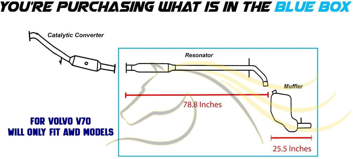 Northeastern Exhaust Resonator Pipe & Muffler Fits 2003-2004 Volvo V70 2.5L (AWD Models Only) & 2003-2007 Volvo XC70 2.5L - Direct Fit | Stainless Steel System Kit