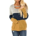 thumbnail image 1 of Pompotops Mode Femme T-Shirt à Manches Longues Col Rond Été Patchwork Blouse Ample, 1 of 5