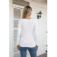 thumbnail image 2 of Vafful Womens Long Sleeve Shirts V Neck Ruffle Hem Slim Fitted Ribbed Knit Trendy Tee Tight Tops, 2 of 7