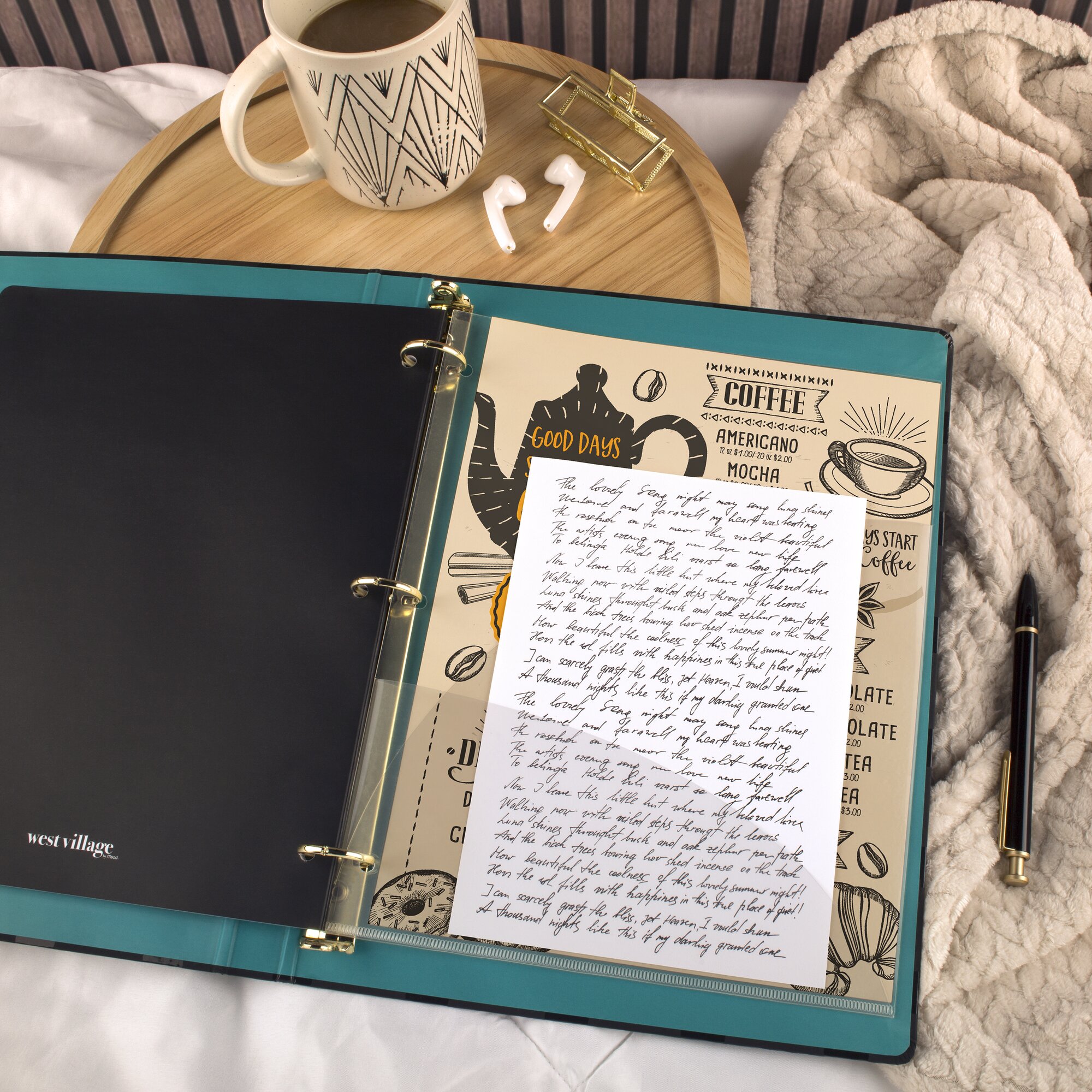 West Village by Mead 3-Ring Binder with Notebook Black Large 934 x 12 12 - West