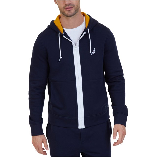 Nautica - Sudadera con capucha y cremallera para hombre, color azul, talla mediana Nautica Sudadera