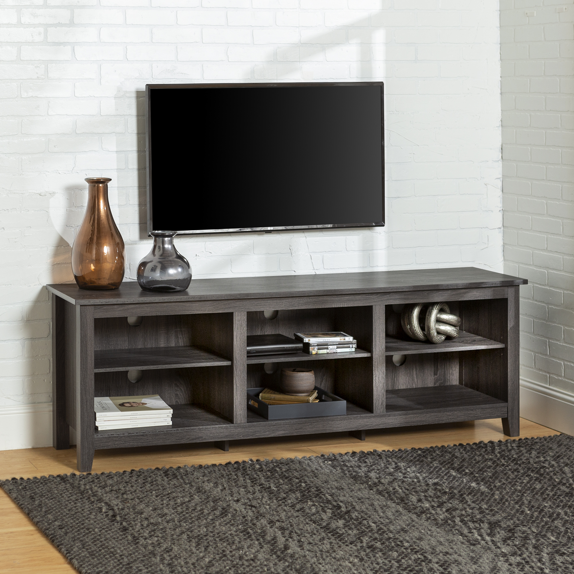 Manor Park Wood TV Media Storage Stand for TV’s up to 78″