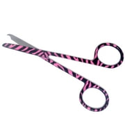 Stitch Scissors 4.5" with One Hook Blade, Stainless Steel, Pink Zebra Pattern