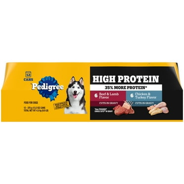 Pedigree High Protein Beef Lamb & Chicken Turkey In Gravy Multipack Wet Dog Food (12) 13.2 Oz. Cans