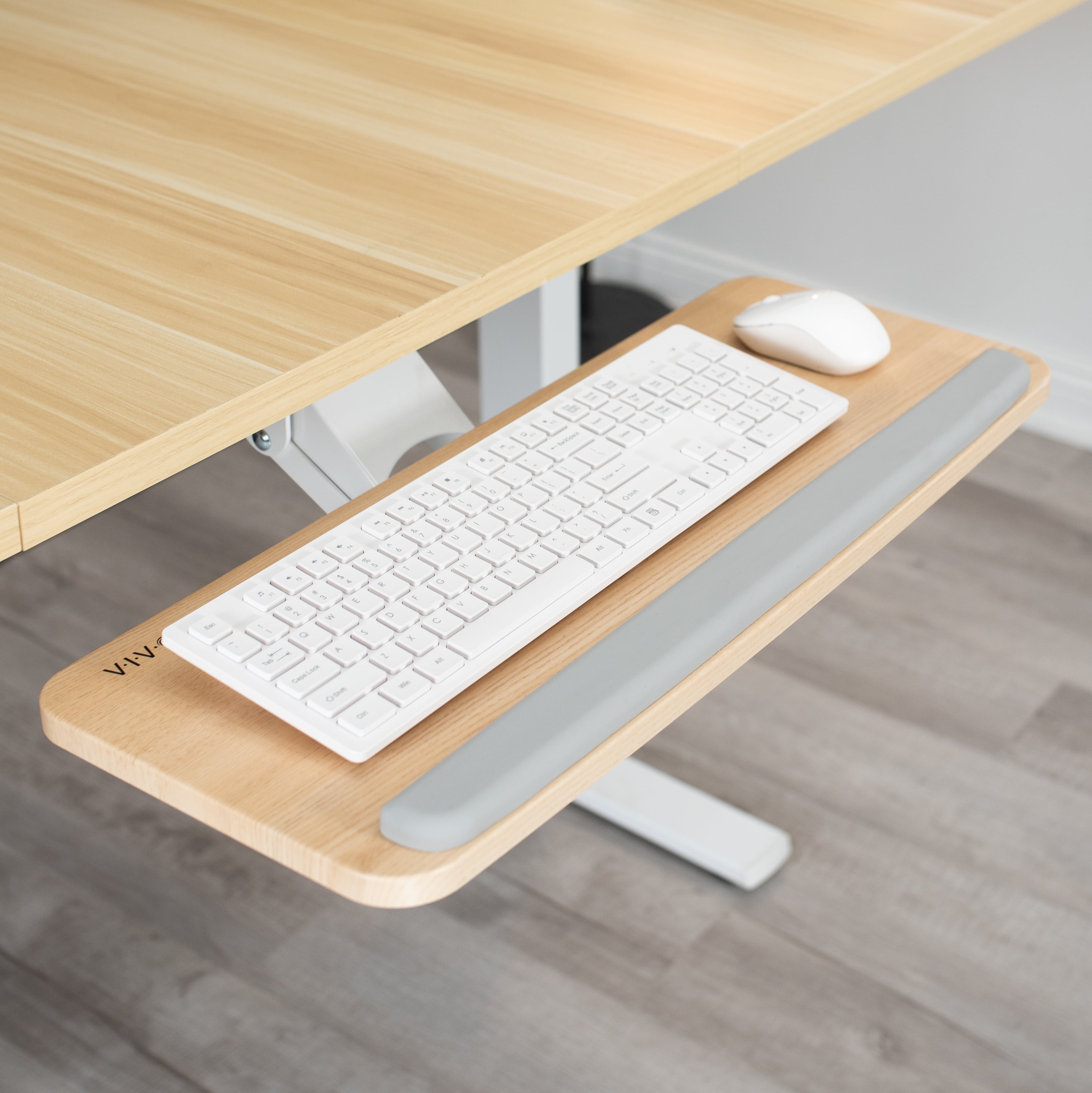 VIVO Light Wood Adjustable Computer Keyboard & Mouse Tray Under Table Desk Mount