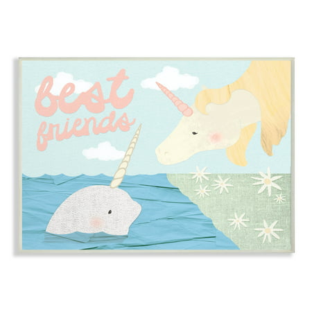 The Kids Room by Stupell Best Friends Narwhal and Unicorn Collage Oversized Wall Plaque Art, 12.5 x 0.5 x (Best Friends With Benefits X Art)