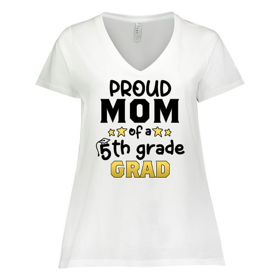 Inktastic Proud Mom of a Fifth Grade Grad Women's Plus Size V-Neck T-Shirt