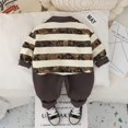 thumbnail image 3 of Toddler Boys Long Sleeve Striped Polo Shirt and Elastic Waist Pants Set Casual Outfit with Letter Print Design, 3 of 3
