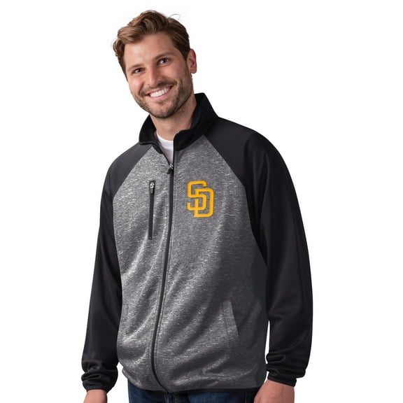 Men's-G-III Sports by Carl Banks  Black San Diego Padres Runners Raglan Full-Zip Track Jacket