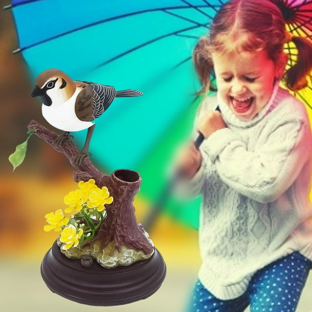 Pájaros de simulación Lindo electrónico puede con Penholder Chirp Sparrow Toy para imitar a los Aprendizaje Decoración del hogar Decoración marrón Baoblaze Aves de simulación