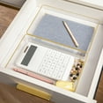 thumbnail image 6 of Martha Stewart Kerry 3 Pack Plastic Stackable Office Desk Drawer Organizers with Gold Trim, 9" x 6", 6 of 10