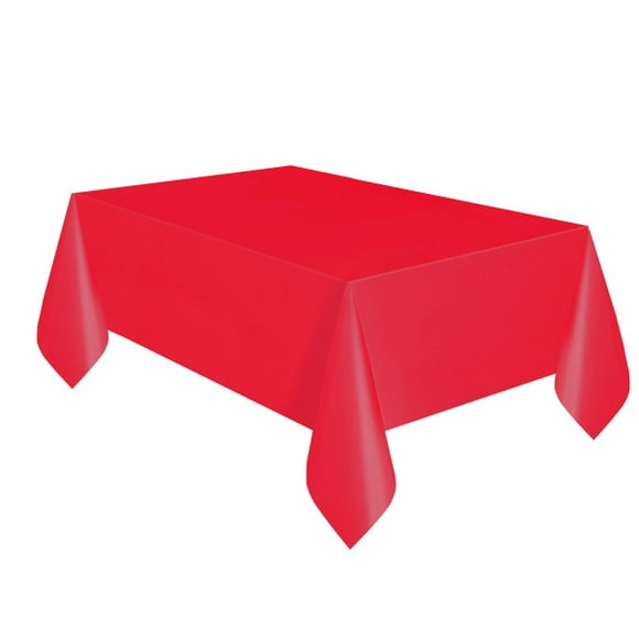 Unique Industries Red Solid Rectangular Plastic Tablecloths, 54" x 108" - 3ct
