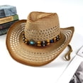 thumbnail image 2 of Western Cowboy Hat For Men And Women Outdoor Classic Style Wide Brim Beaded Band Sun Red, 2 of 3