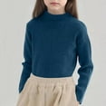 thumbnail image 2 of HAOTAGS Girls Fall Sweaters,Comfortable Casual Half-High Neck Long Sleeve Sweater Blue 3 Years, 2 of 5