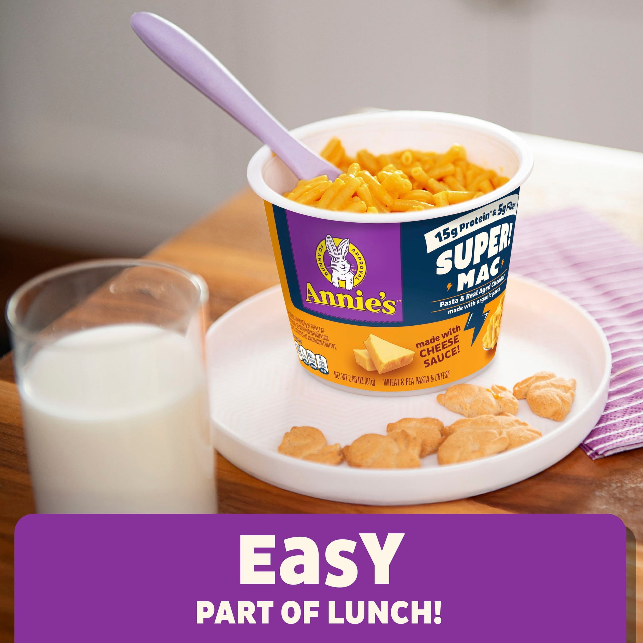 Annie's Super! Mac Microwave Pasta and Real Aged Cheddar Cups, 4 Count, 11.44 oz
