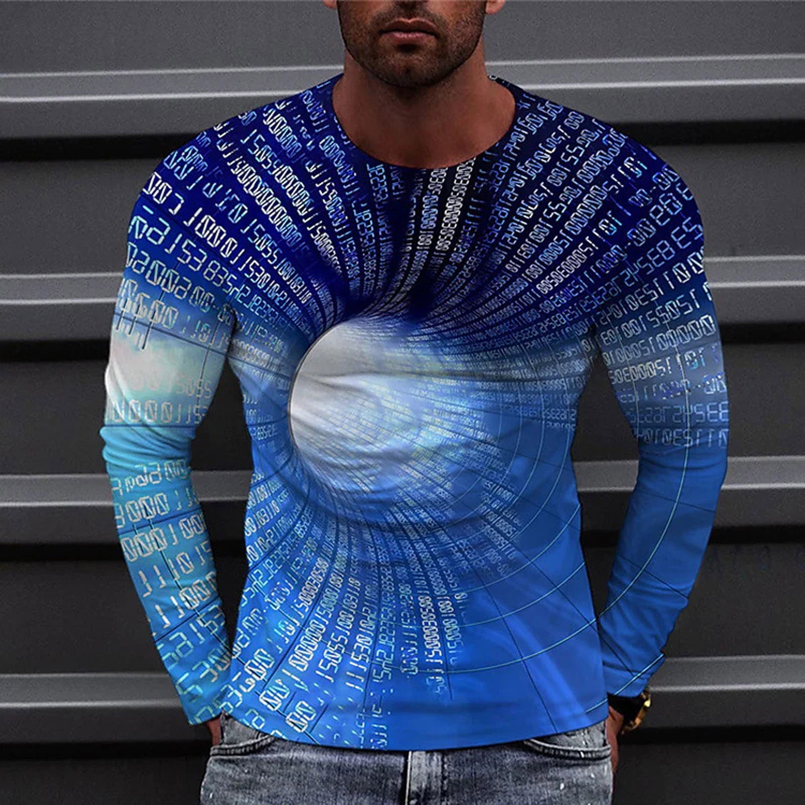 Mens Hipster Hip Hop All Over Graphic Longline T-Shirt Men Fashion Casual Round Neck Pullover Printing Long Sleeve T Shirt Blouse - Walmart.com