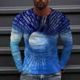 thumbnail image 2 of Hombres moda casual cuello redondo pulóver impresión manga larga camiseta blusa Pompotops oipoqjl6415, 2 of 4