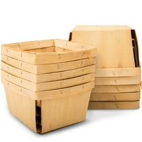 Top Home Store 10-Pack Quart Wooden Berry Baskets - 5.75” Square Vented Wood Boxes for Fruit Picking, Arts, Crafts, and Home Decor