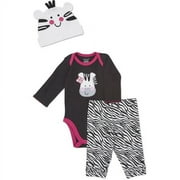 Newborn Girls' 3 Piece Zebra Hat,
