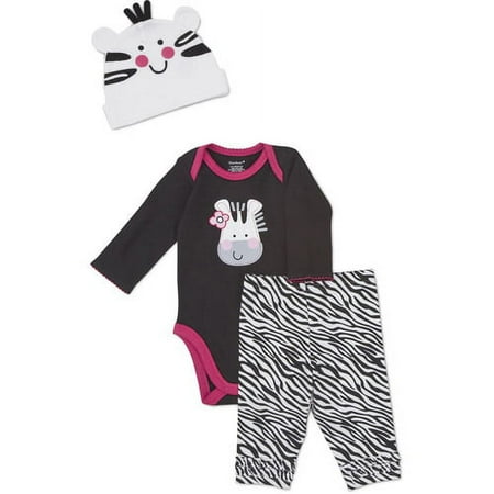 Newborn Girls' 3 Piece Zebra Hat,