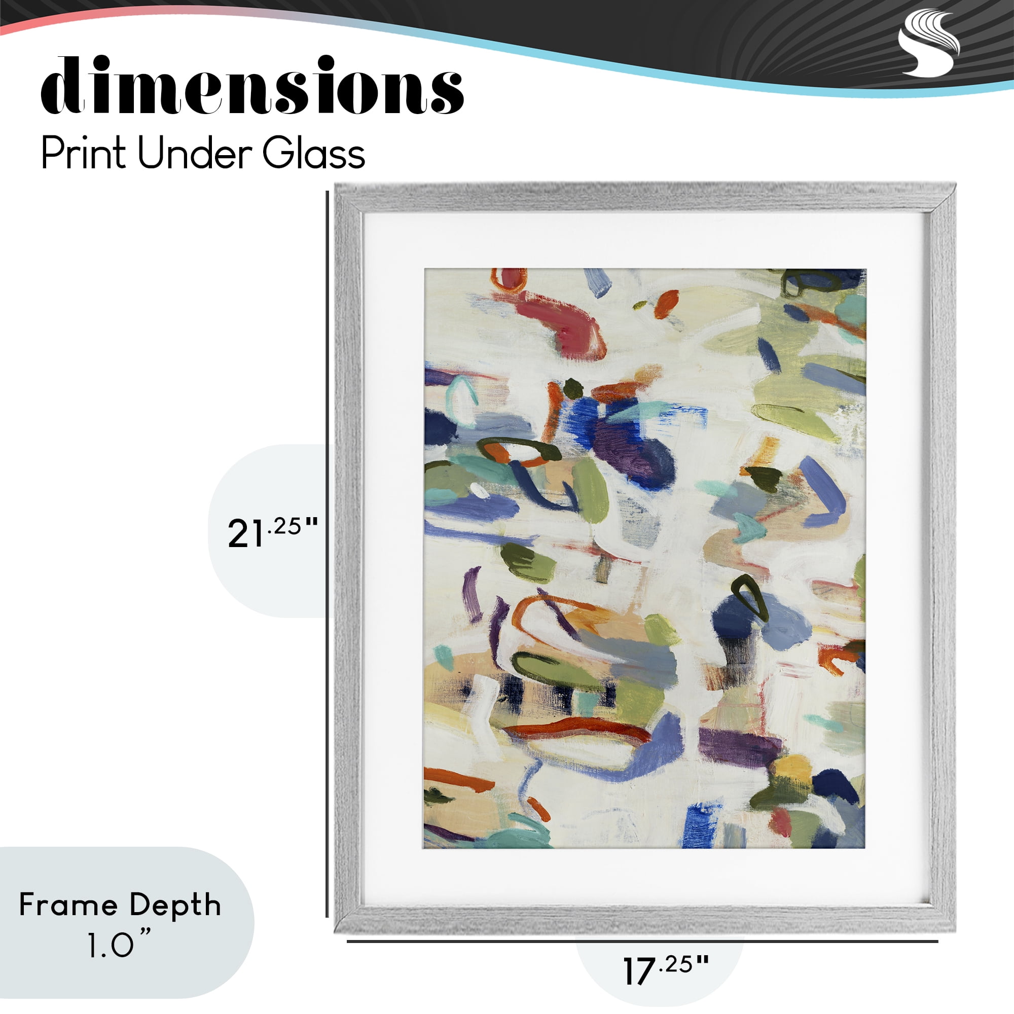 Stupell Industries Expressive Composition Brushstrokes Gray Framed Print Under Glass, design by Lisa Ridgers