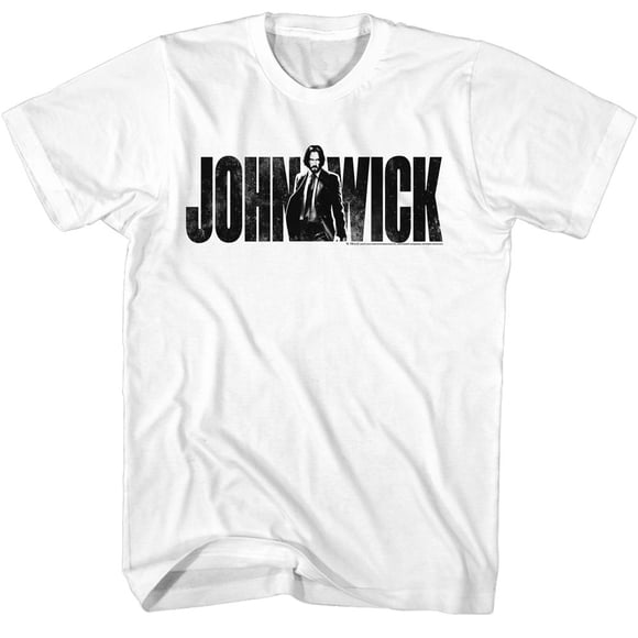 John Wick With Name White Adult T-Shirt