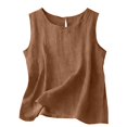 thumbnail image 2 of Cotton Linen Tank Tops for Women Summer Casual Comfy Sleeveless Linen Shirts Loose Lightweight Gauze Cami Coffee L, 2 of 6