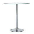 thumbnail image 1 of CoSoTower Round Dining Table, Modern Pub Table with Tempered Glass Top, Galvanized Metal Base, Small Dining Table, Silver, 1 of 7