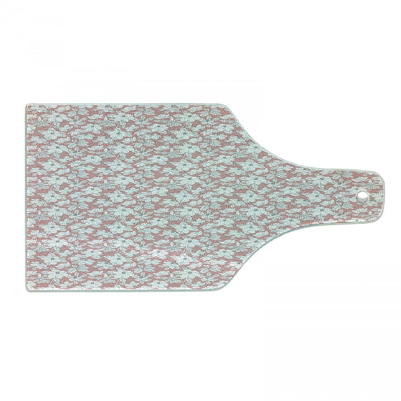 Pink Floral Cutting Board, Spring Pattern with Magnolia Flowers and Leaves, Decorative Tempered Glass Cutting and Serving Board, in 3 Sizes, by Ambesonne