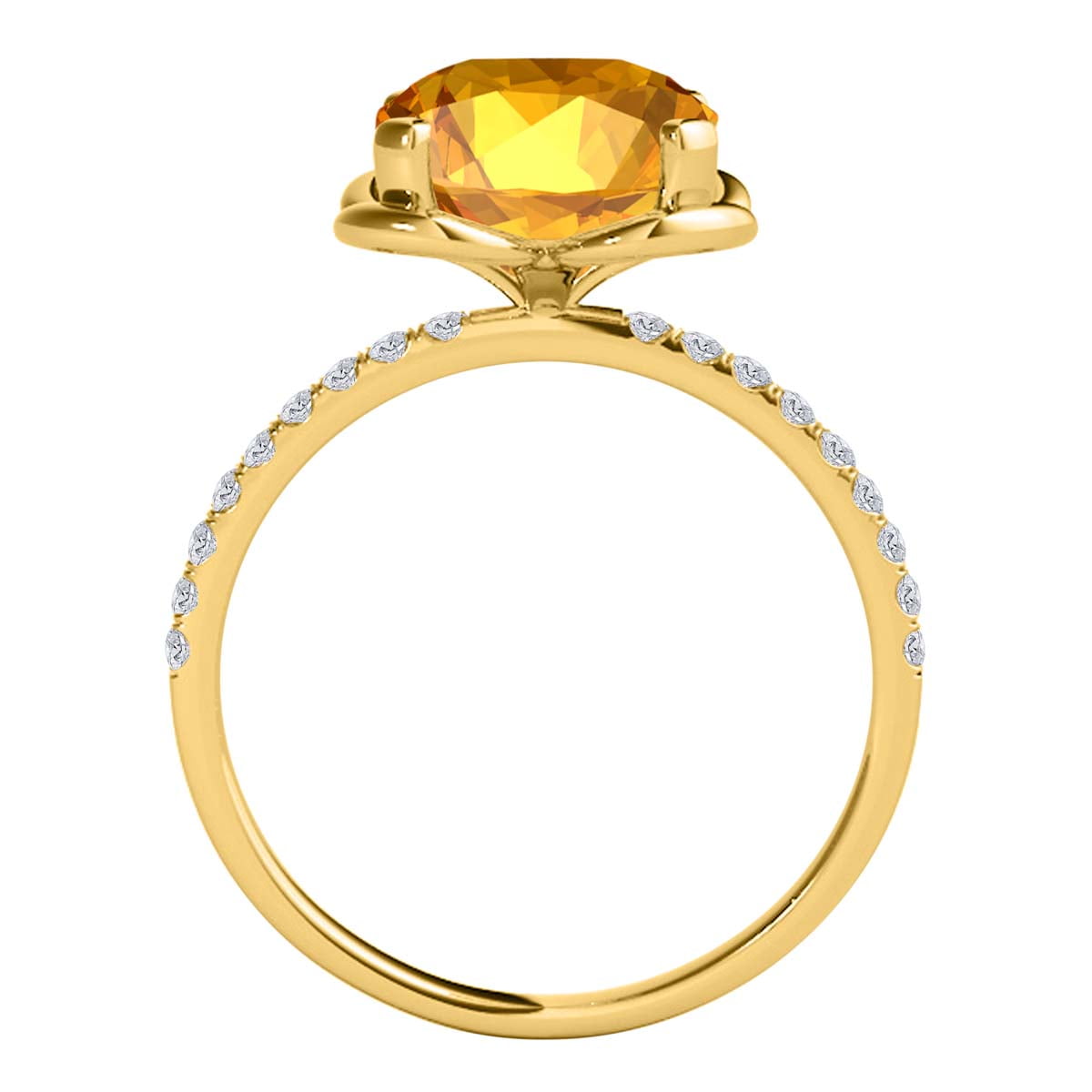 Mauli Jewels Engagement Rings for Women 2.25 Carat Cushion Shape Citrine  Diamond Ring prong 10K Yellow Gold