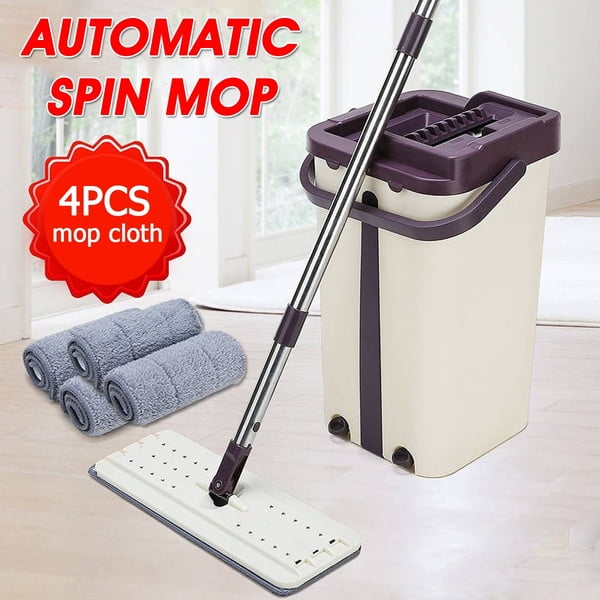 HandFree Flat Squeegee Mop and Bucket Wringing Floor Cleaner Easy Self