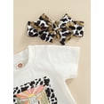 thumbnail image 5 of hirigin Infant Girl Short Sleeve Tops + Shorts + Bow Headband, Flowers Letter Animal Print Summer Clothing, 5 of 7