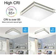 Depuley 17.6 Modern LED Ceiling Light Fixture with Remote Industrial Square Flush Mount Ceiling Light for Living room Dining Kitchen, Memory Function, 48W Dimmable 3 Color