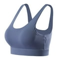 thumbnail image 3 of Full-Figure Bra Women Plus Size Yoga Bralettes Running Underwear Composite Fabric Pullover Sports Bra V-Neck Back-Smoothing Bra Feature Hook and Eye Closure Molded Bra Style Y-567 , Navy M, 3 of 6