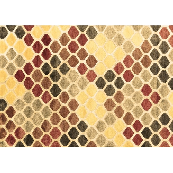 Ahgly Company Indoor Rectangle Abstract Brown Contemporary Area Rugs, 5' x 8'