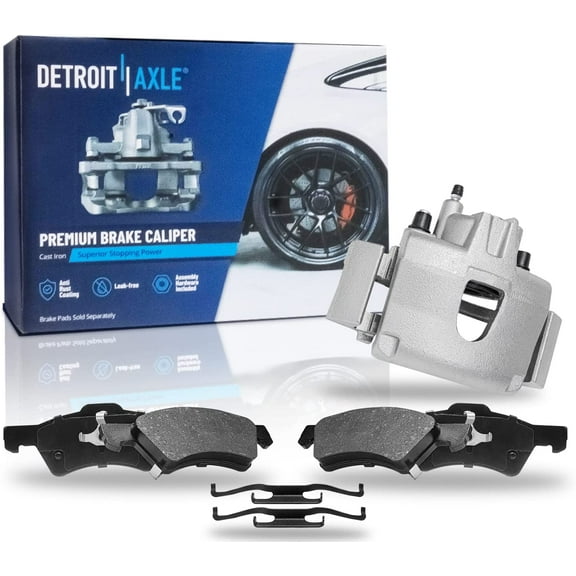 Detroit Axle - Front Right Disc Brake Caliper Ceramic Brake Pads Replacement for Dodge Grand Caravan Town & Country Voyager - 3pc Set Fits select: 2004-2007 DODGE GRAND CARAVAN SXT