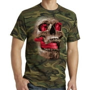 Men's Cobra Skull Biker Logo Tee Shirt - Military Camo, Small