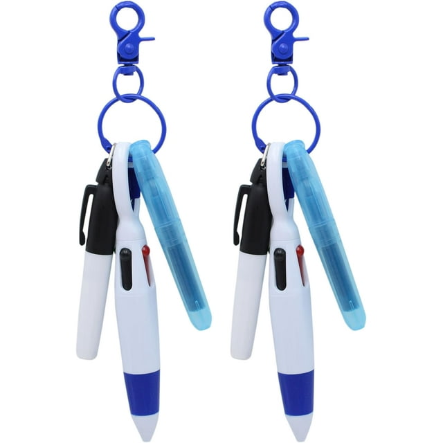 HUGFEGWE Mini Highlighter Nurse Pen Set for Badge Christmas Nurse Gifts Include 2 Nursing Keychain Clip,2 Tip Highlighter, 2 Permanent Marker Pen and 2 Retractable Ball Pen (Blue 2set) UA824-25251