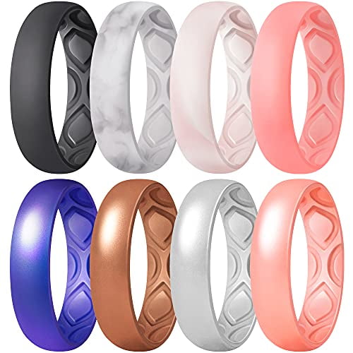 ThunderFit Women Breathable Air Grooves Silicone Wedding Ring Wedding Bands 5.5mm