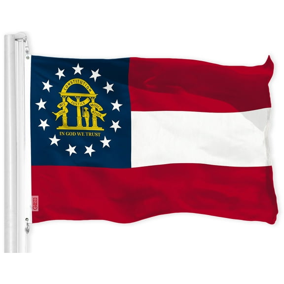 G128 Georgia State Flag 150D Quality Polyester 3x5 ft Printed Brass Grommets Flag Indoor/Outdoor - Much Thicker and More Durable than 100D and 75D Polyester