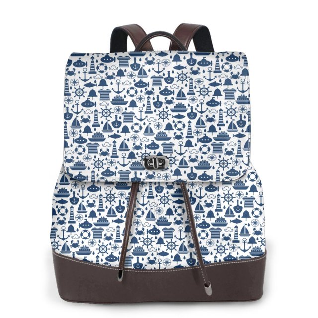 Fotbe Seaside Primary Color Mochila Bolso con Estampado para Mujer, Mochila Antirrobo de Nylon Impermeable, Bolsa Ligera de Hombro
