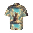 thumbnail image 3 of Balery Sunshine Cloud Cute Cat Print Men's Hawaiian Shirts Short Sleeve Beach Shirt Relaxed Fit Vacation Button Down Shirts-3X-Large, 3 of 9