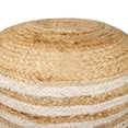 thumbnail image 3 of Ox Bay Lev Striped Farmhouse Jute Hand-Woven Indoor Ottoman Pouf, Natural/White, 18" x 18" x 18", 3 of 5