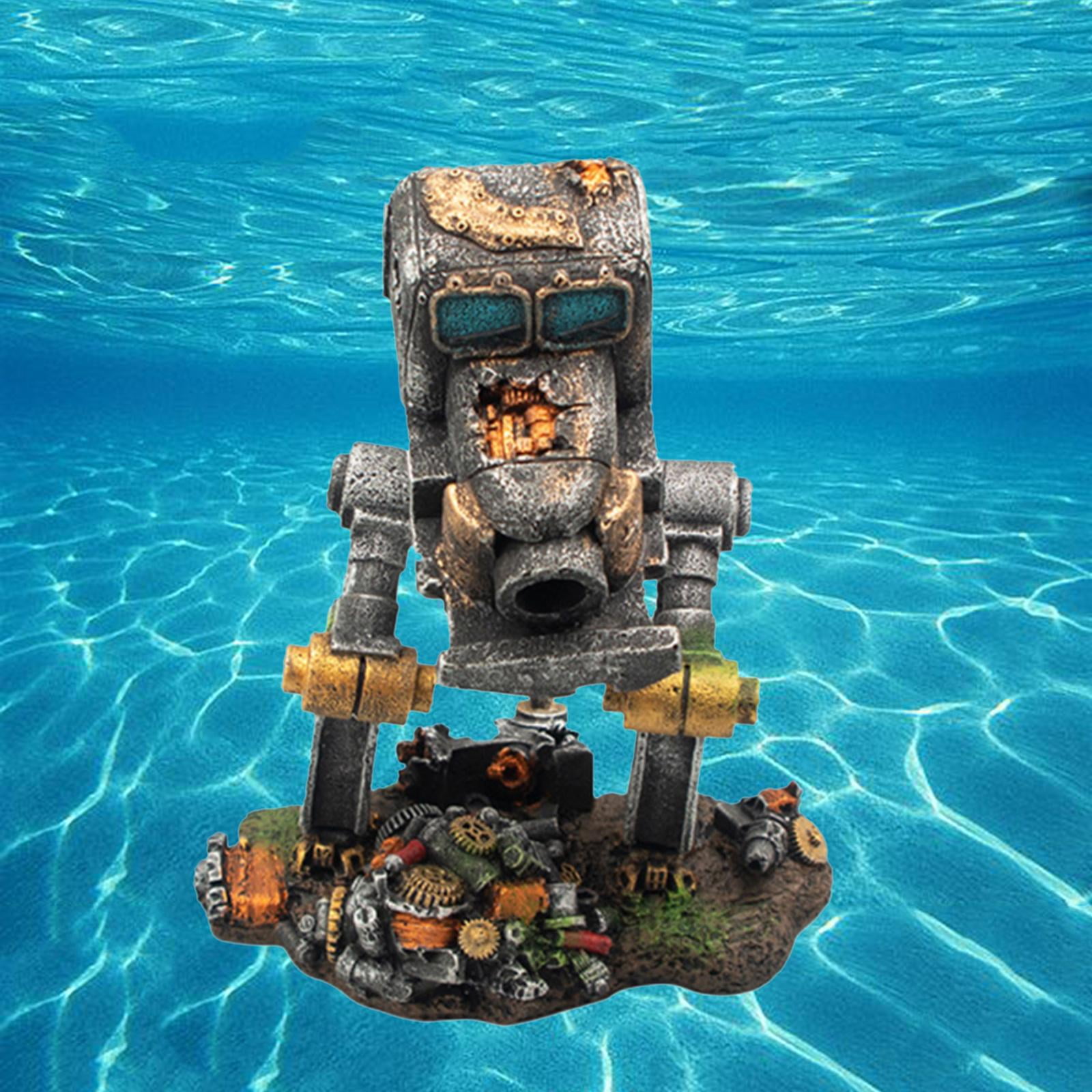 Bvdfgk Aquarium Landscape Ornament Background Fish Tank Hideout Robot Decor Resin Material Suitable for Betta Turtle Crayfish Crustaceans Breeding Res