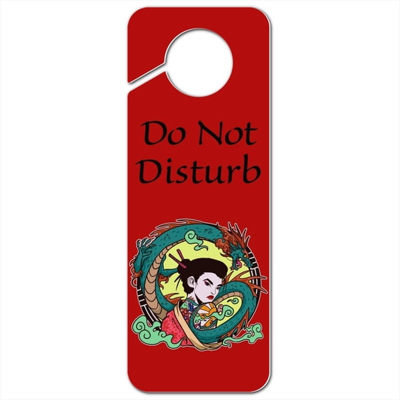 Geisha With The Dragon Tattoo Plastic Door Knob Hanger Sign