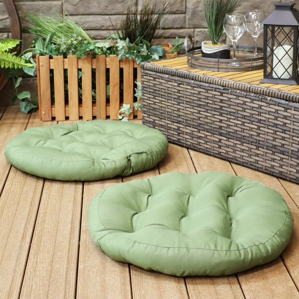 Sunnydaze Tufted Large Round Floor Cushion Set Of 2 Unique Outdoor Indoor Chair Cushions Or Meditation 300d Olefin With Polyester Fill 22 Inch Diameter Green Com Unique Outdoor Indoor Chair Cushions, Large Round Outdoor Chair Cushions