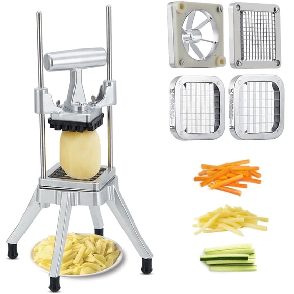 Garvee Commercial Vegetable Fruit Chopper, Heavy Duty French Fry Cutter with 4 Stainless Steel Blades for Restaurants & Kitchen