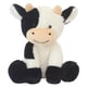 thumbnail image 1 of Peluche de vaca en blanco y negro con forma de flor sonriente, muñeco de ternero sentado, concha de cuero, regalo de cumpleaños, muñeca de trapo para niña, 1 of 6